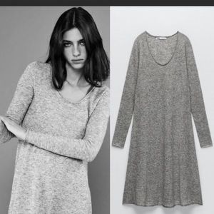 NWT ZARA GRAY WOOL ALPACA BLEND MIDI DRESS SZ S